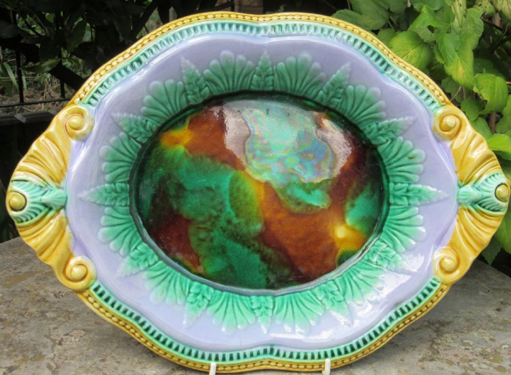 ENGLISH MAJOLICA BREAD PLATE c1880 View II
