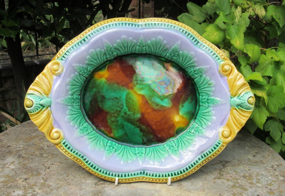 ENGLISH MAJOLICA BREAD PLATE c1880 View V