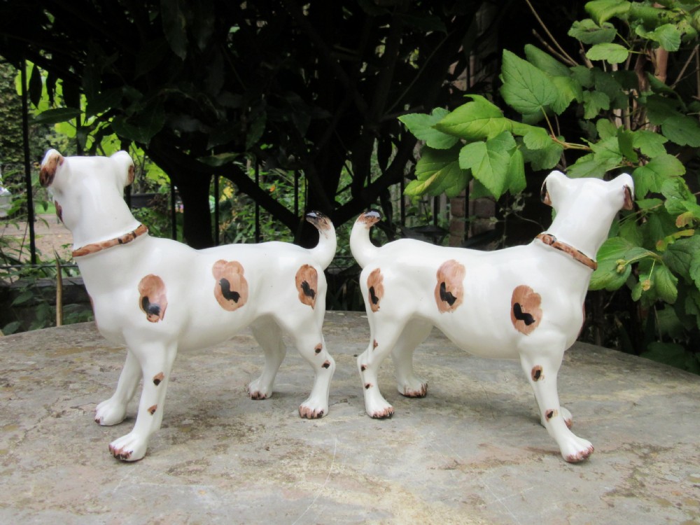 RARE PAIR OF VICTORIAN STAFFORDSHIRE DOGS TERRIERS c1870 View III
