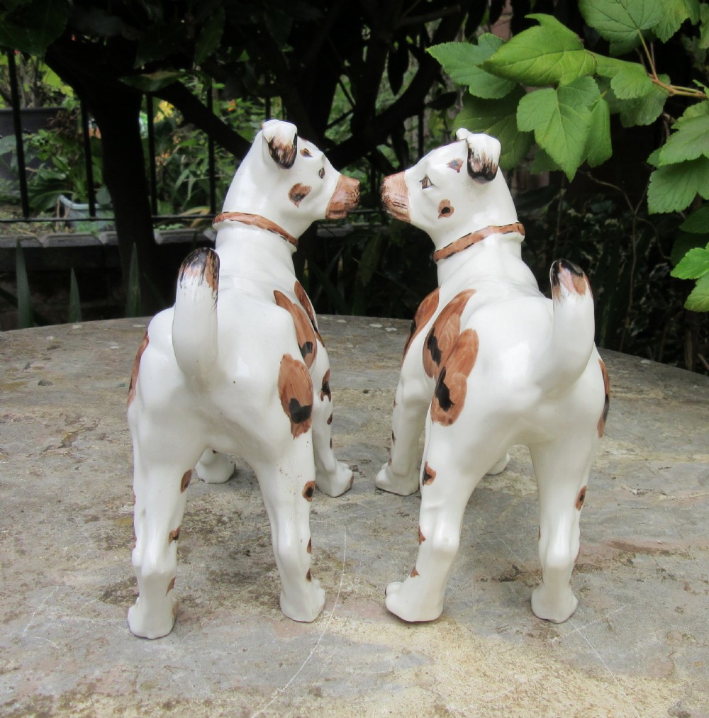 RARE PAIR OF VICTORIAN STAFFORDSHIRE DOGS TERRIERS c1870 View IV