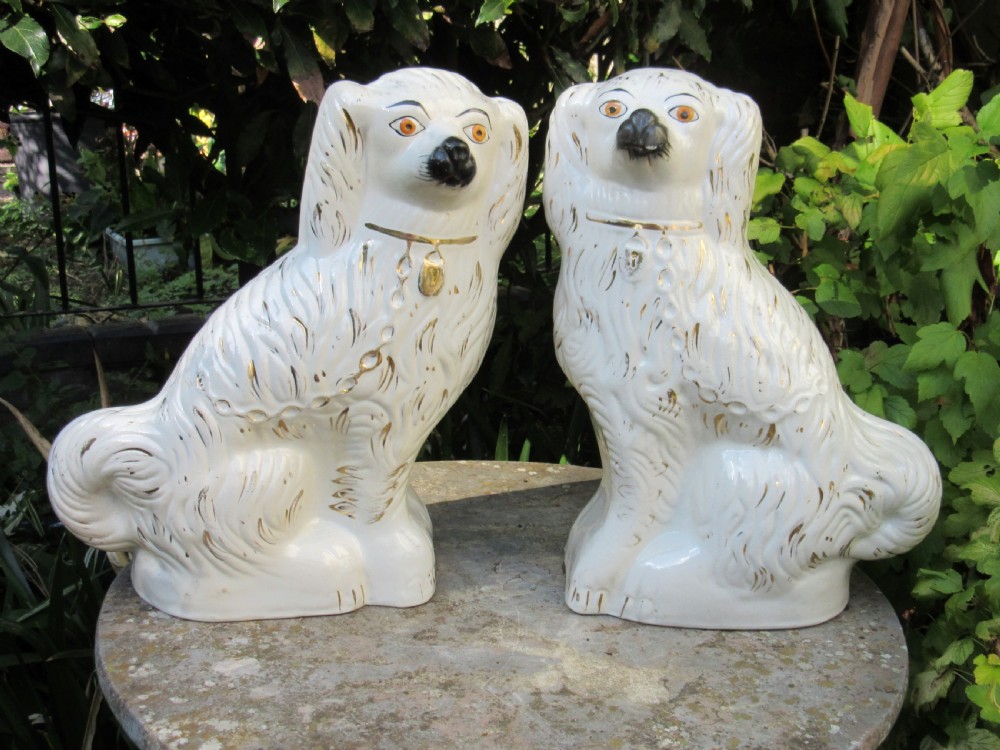 VERY LARGE PAIR OF VICTORIAN STAFFORDSHIRE DOGS c1880