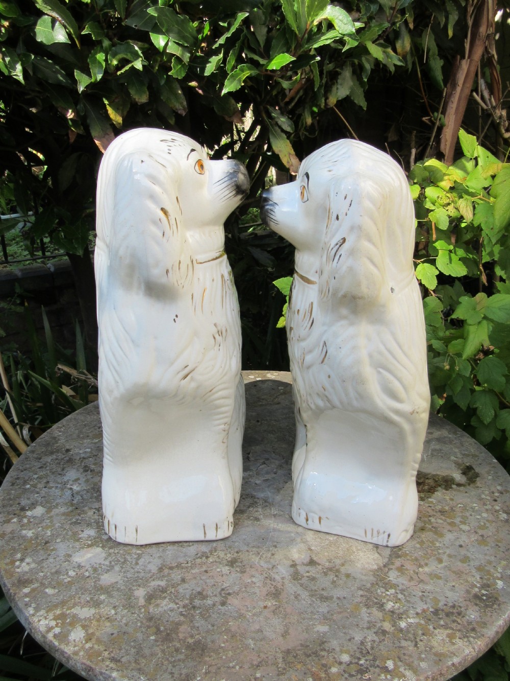 VERY LARGE PAIR OF VICTORIAN STAFFORDSHIRE DOGS c1880 View IV