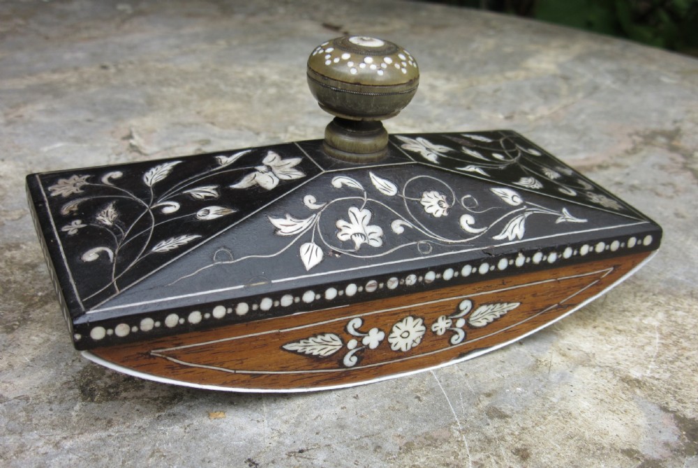 ANTIQUE VIZAGAPATAM DESK BLOTTER c1880
