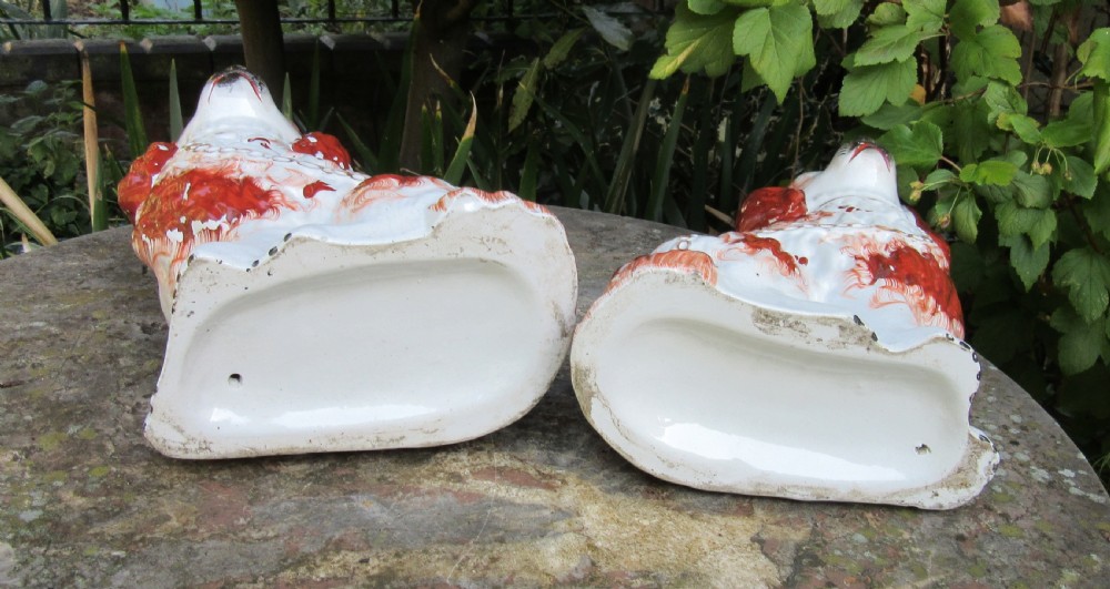 PAIR OF RED & WHITE STAFFORDSHIRE DOGS c1860 View III
