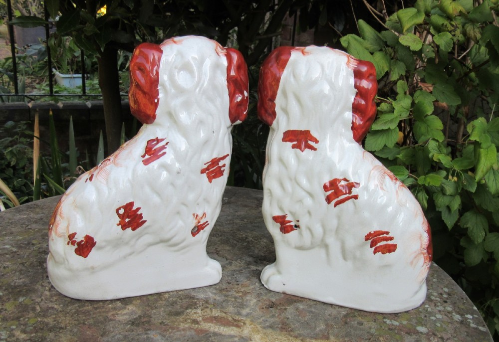PAIR OF RED & WHITE STAFFORDSHIRE DOGS c1860 View IV