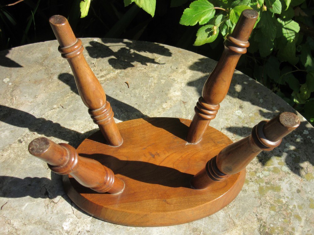 SMALL 19th CENTURY COUNTRY FRUITWOOD STOOL View III