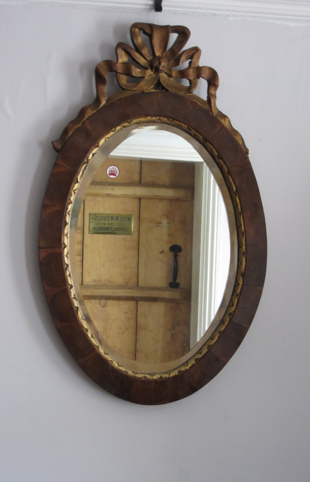 EDWARDIAN CARVED WOOD OYSTER VENEER MIRROR