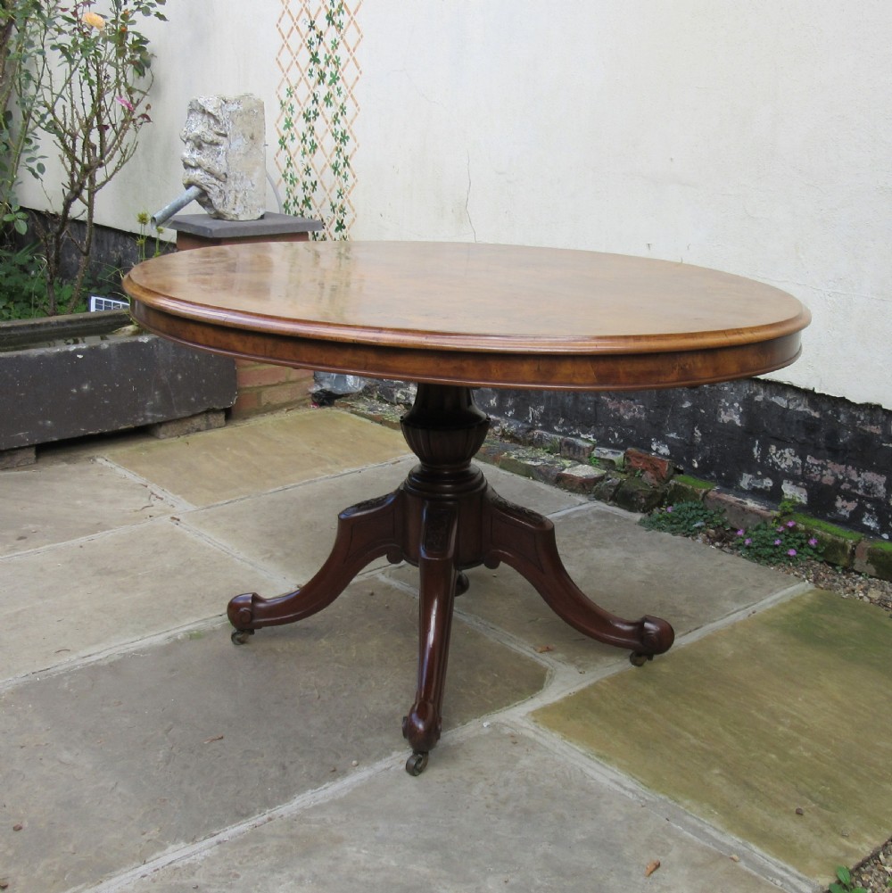 VICTORIAN INLAID WALNUT OVAL DINING TABLE c1860 View IX