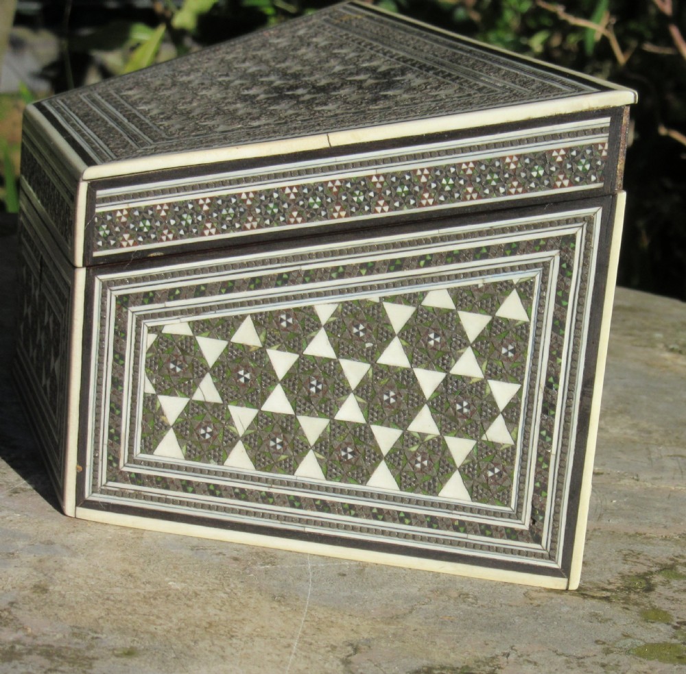 ANTIQUE INDIAN INLAID SANDALWOOD STATIONERY BOX  View III