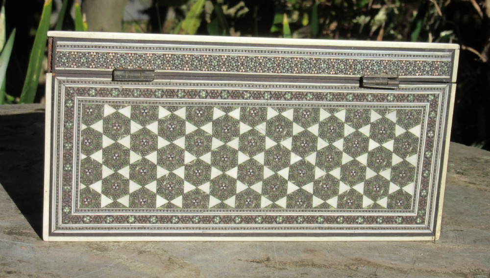 ANTIQUE INDIAN INLAID SANDALWOOD STATIONERY BOX  View IV