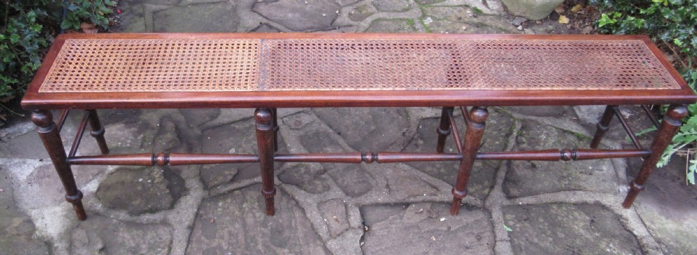 LONG CANED WINDOW SEAT HALL BENCH c1880 View II