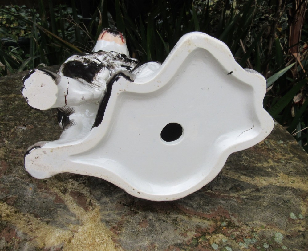 RARE LARGE STAFFORDSHIRE BLACK AND WHITE DOG c1850 View VII