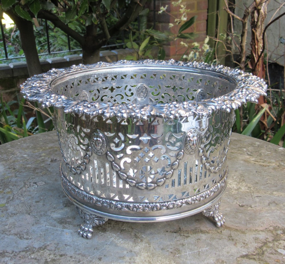 VERY LARGE SILVER PLATE ON COPPER COASTER c1880