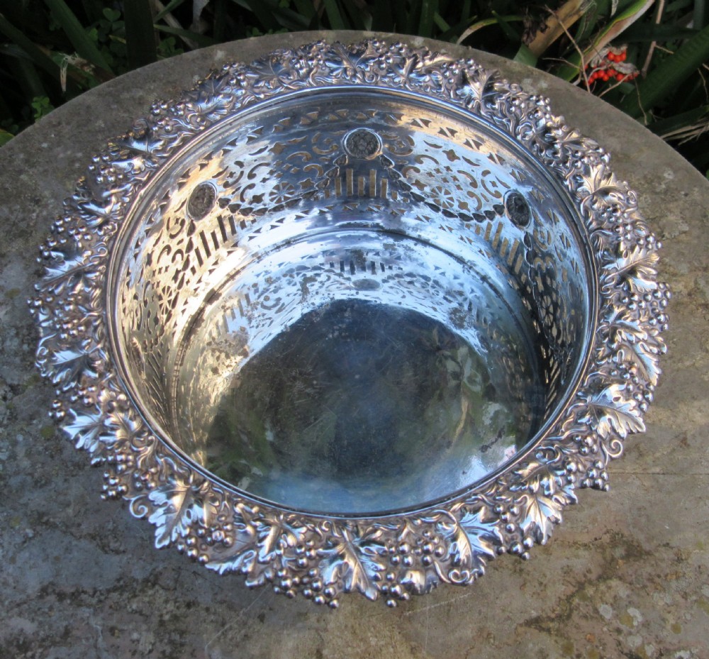 VERY LARGE SILVER PLATE ON COPPER COASTER c1880 View III
