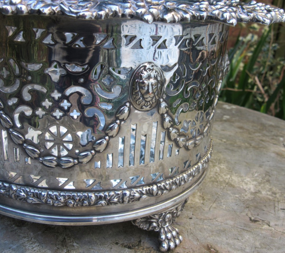 VERY LARGE SILVER PLATE ON COPPER COASTER c1880 View V
