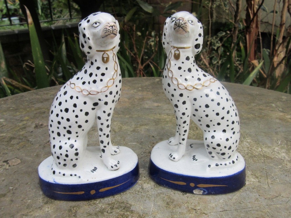 SUPER PAIR OF VICTORIAN STAFFORDSHIRE DALMATIANS c1860