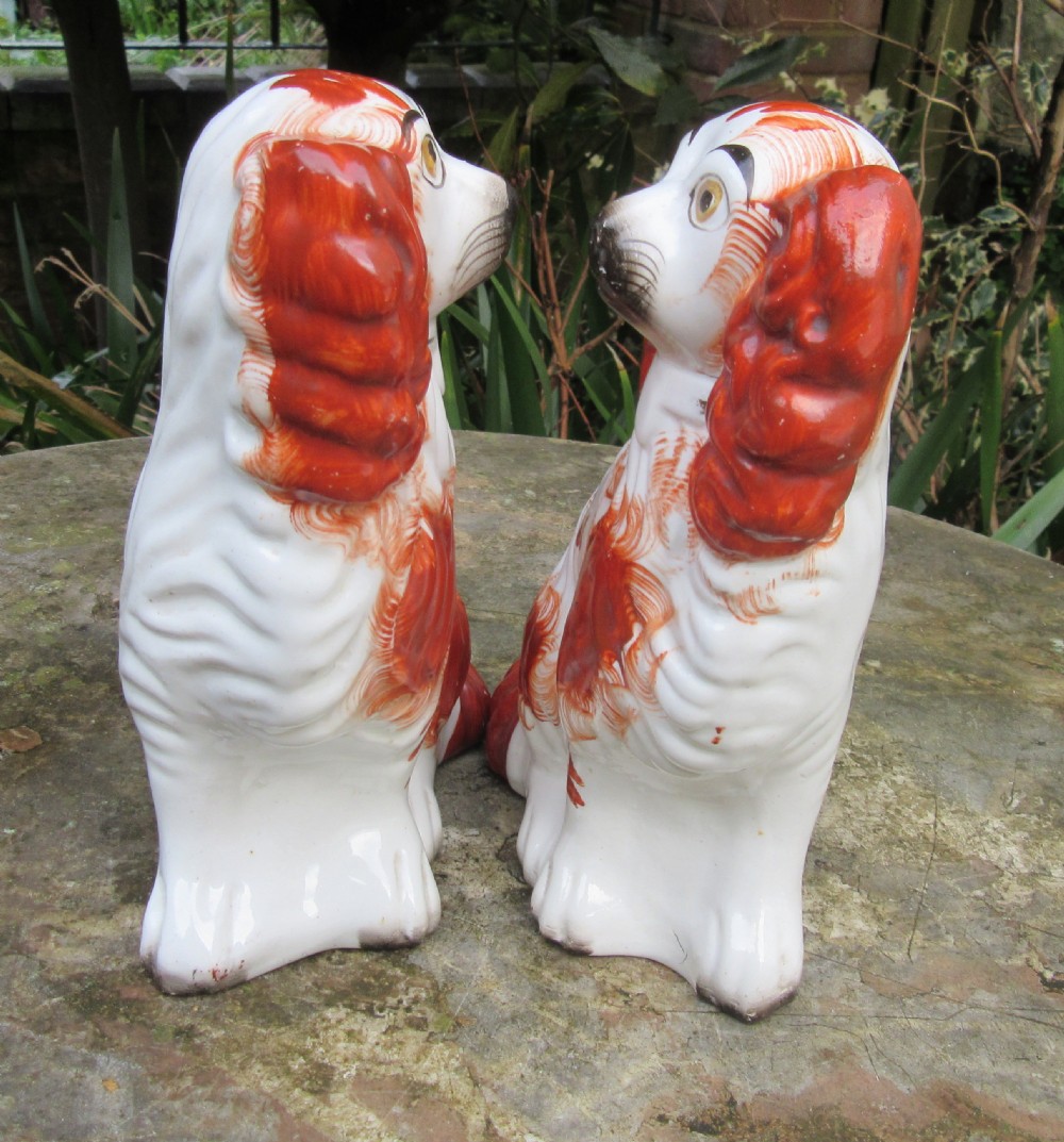 PAIR OF RED & WHITE STAFFORDSHIRE DOGS Size 4 c1880 View IV