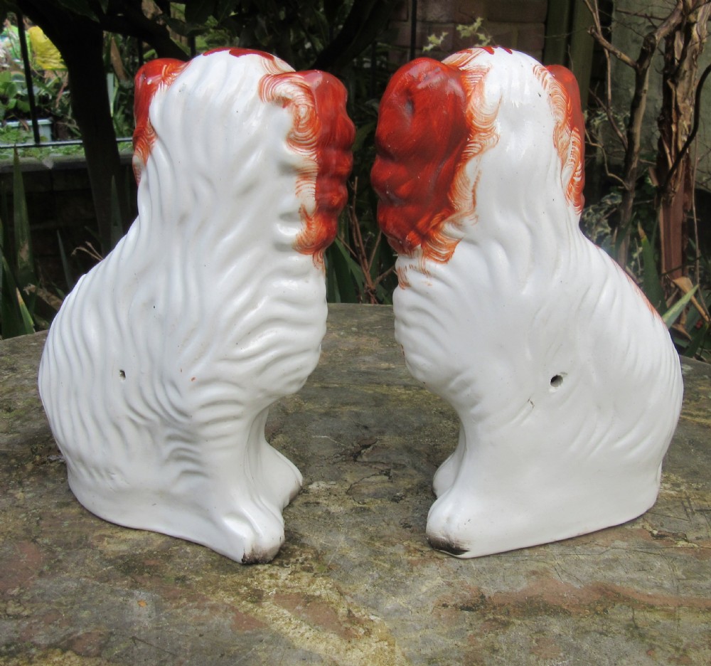 PAIR OF RED & WHITE STAFFORDSHIRE DOGS Size 4 c1880 View V