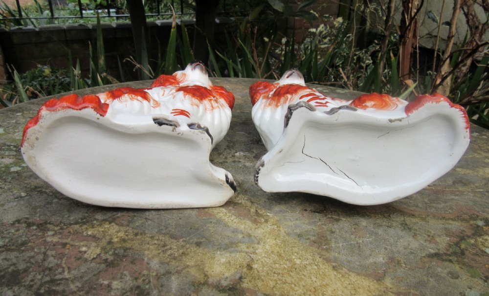 PAIR OF RED & WHITE STAFFORDSHIRE DOGS Size 4 c1880 View VI