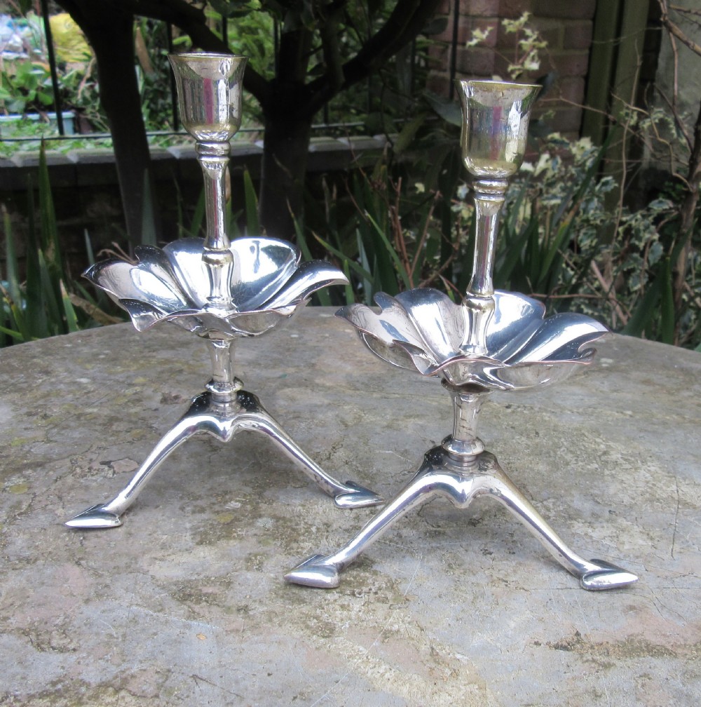 PAIR OF W.A.S. BENSON ELECTROPLATED CANDLESTICKS View IV