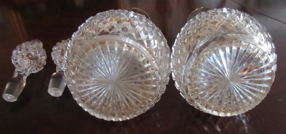 PAIR OF HEAVY CUT GLASS DECANTERS c1860 View III