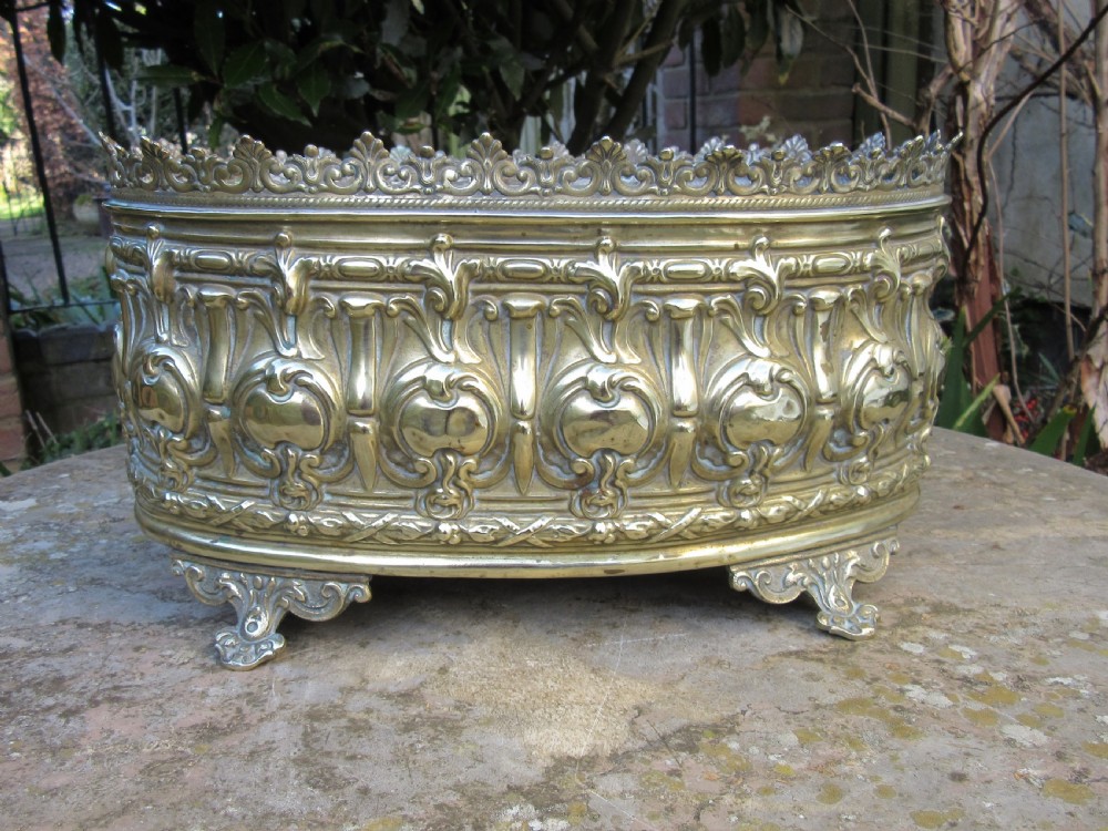 SMALL VICTORIAN BRASS PLANTER c1880 View IV