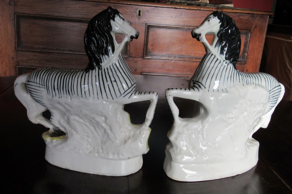 GOOD PAIR OF STAFFORDSHIRE ZEBRAS c1860 View IV