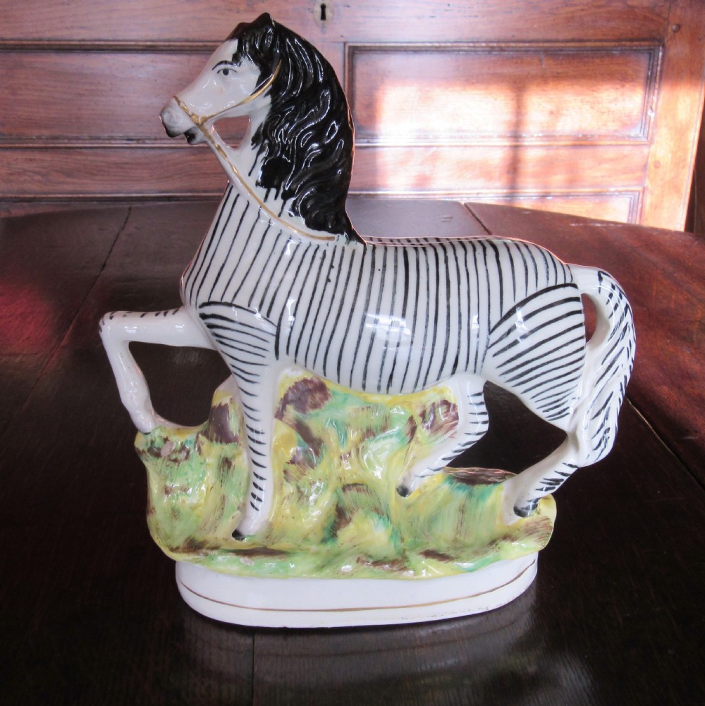 GOOD PAIR OF STAFFORDSHIRE ZEBRAS c1860 View VII