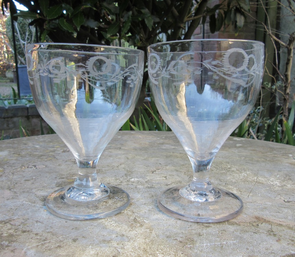 PAIR OF GEORGIAN ETCHED RUMMERS