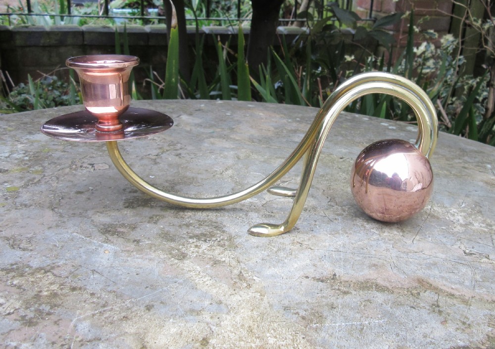 JUGENDSTIL BRASS & COPPER CANTILEVER CARL DEFFNER CANDLESTICK 