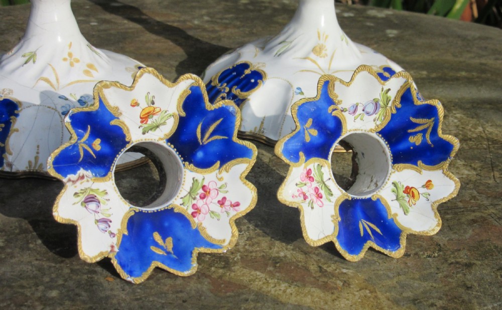 FINE PAIR OF BILSTON ENAMEL CANDLESTICKS c1780 View II