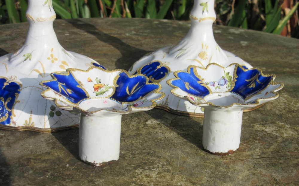 FINE PAIR OF BILSTON ENAMEL CANDLESTICKS c1780 View III