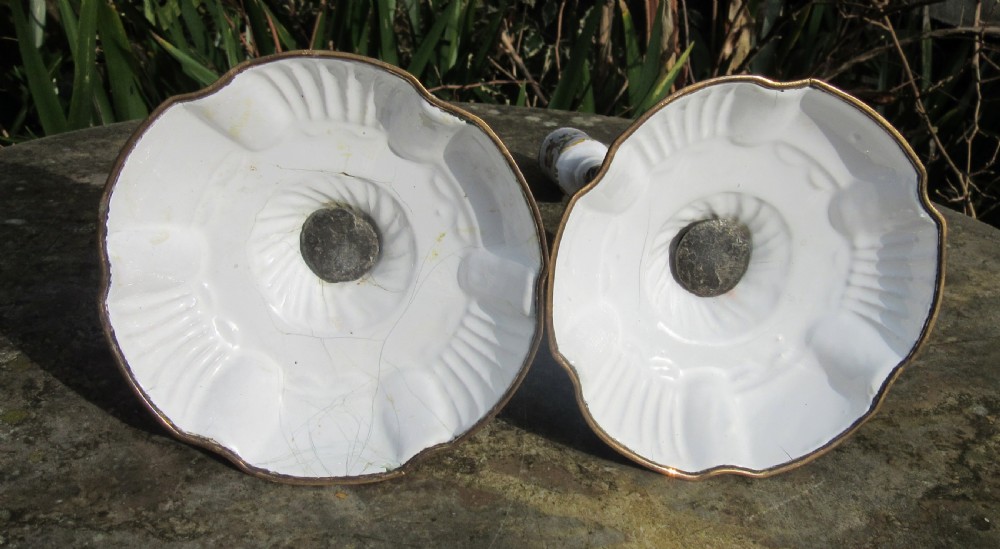 FINE PAIR OF BILSTON ENAMEL CANDLESTICKS c1780 View V