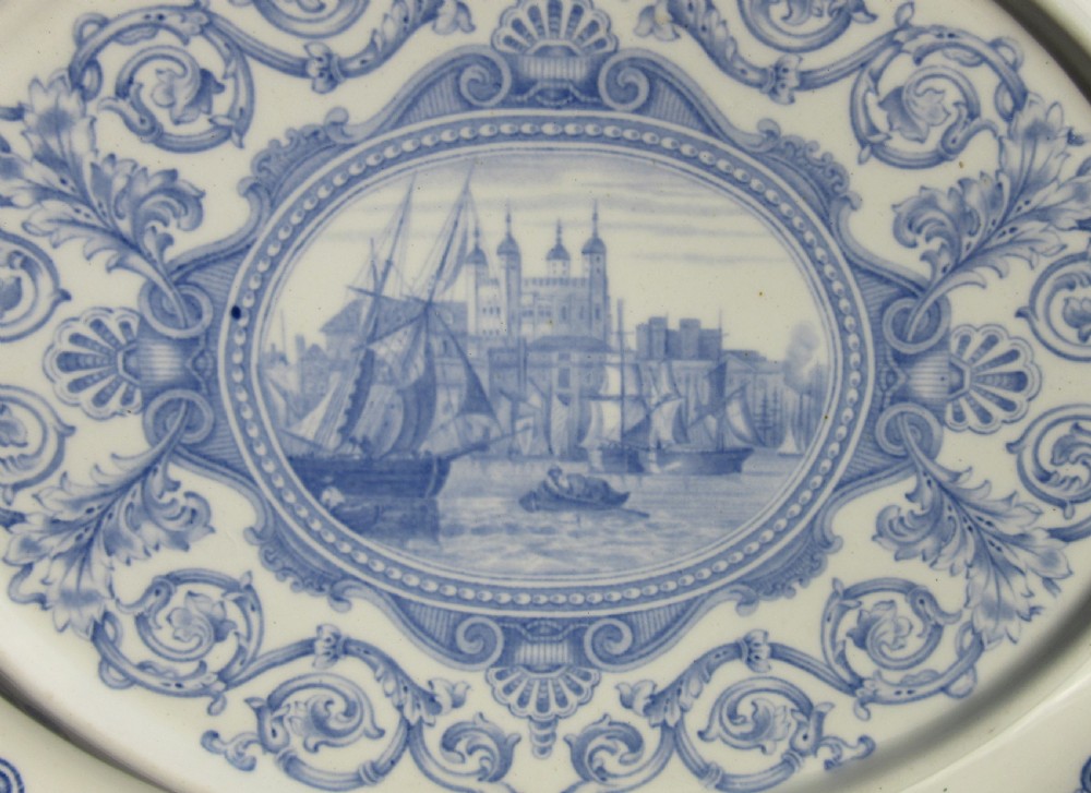 LARGE TOWER OF LONDON COPELAND & GARRETT NEW BLANCHE BLUE & WHITE STAND c1840 View II
