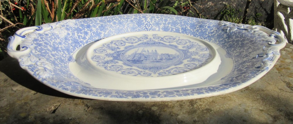LARGE TOWER OF LONDON COPELAND & GARRETT NEW BLANCHE BLUE & WHITE STAND c1840 View IV