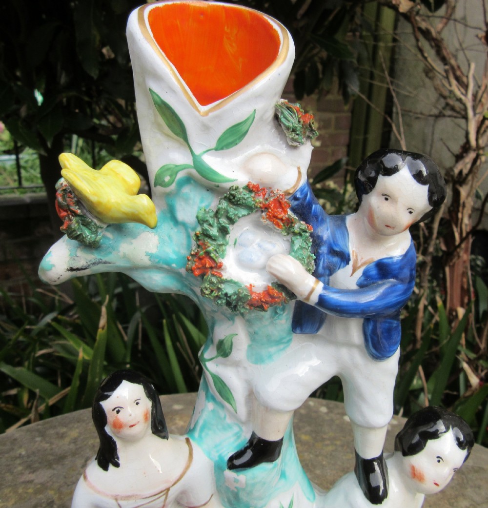 VICTORIAN STAFFORDSHIRE BIRD'S EGG COLLECTING FIGURE c1860 View III