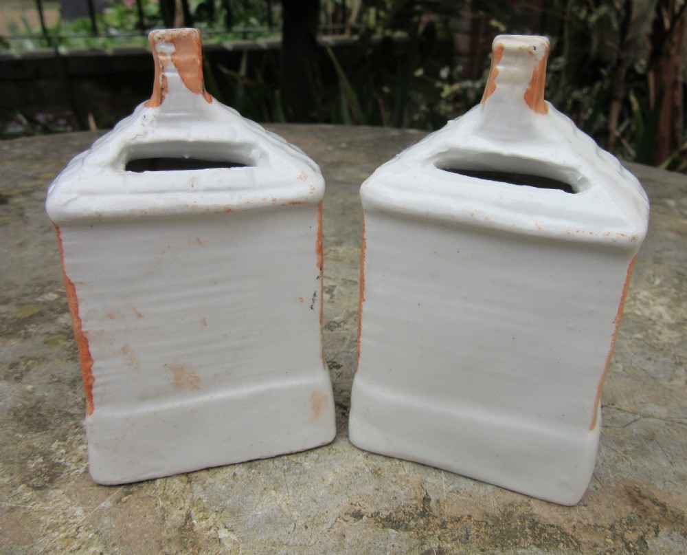 PAIR OF VICTORIAN STAFFORDSHIRE COTTAGE MONEY BOXES c1880 View II