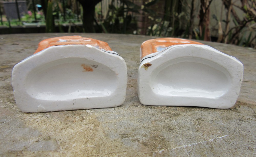 PAIR OF VICTORIAN STAFFORDSHIRE COTTAGE MONEY BOXES c1880 View IV
