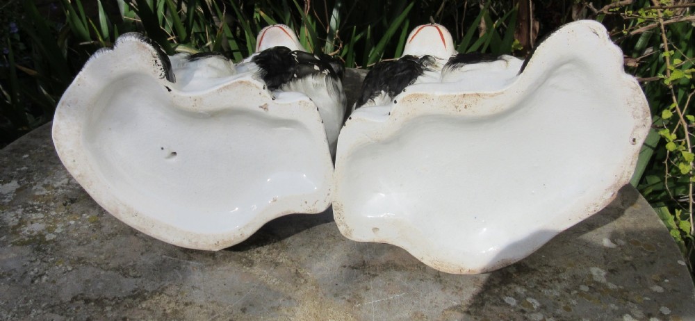 LARGE PAIR OF VICTORIAN STAFFORDSHIRE BLACK & WHITE DOGS  View IV