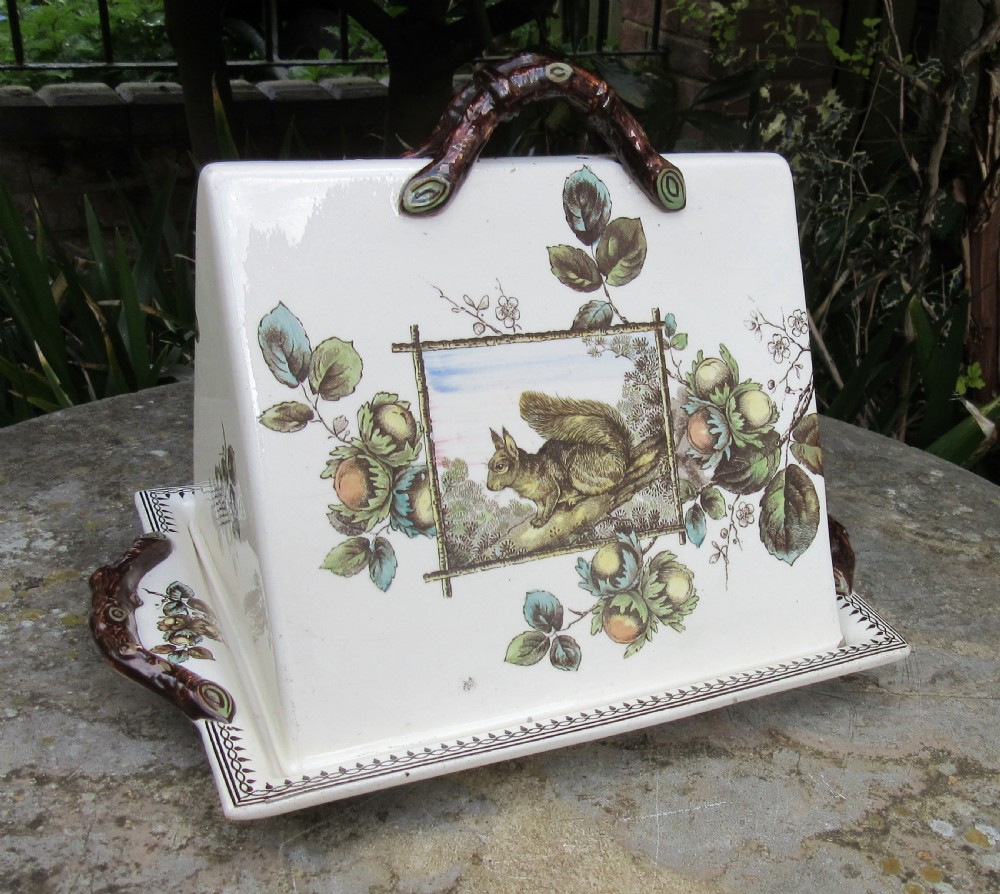 UNUSUAL BURGESS & LEIGH SQUIRREL CHEESE DISH c1880 View VI