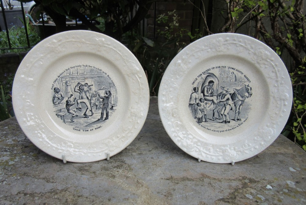 PAIR OF VICTORIAN UNCLE TOM'S CABIN PLATES c1850