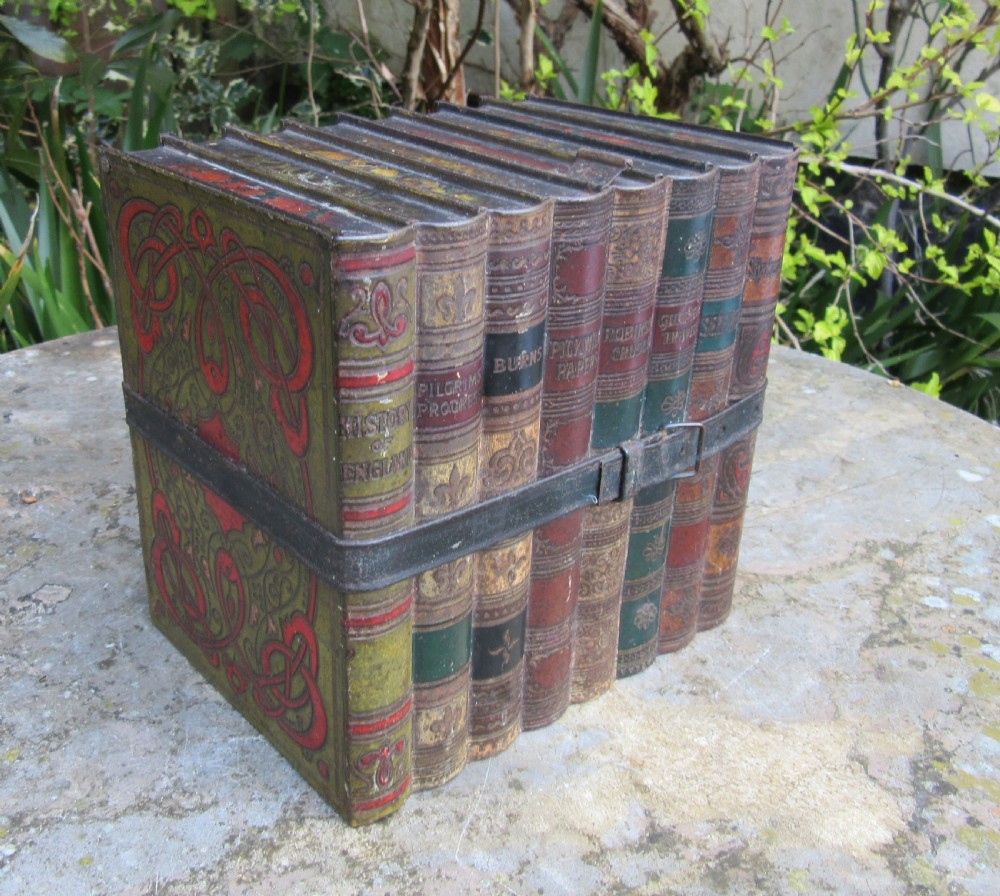 HUNTLEY & PALMERS LIBRARY BOOKS BISCUIT TIN c1900