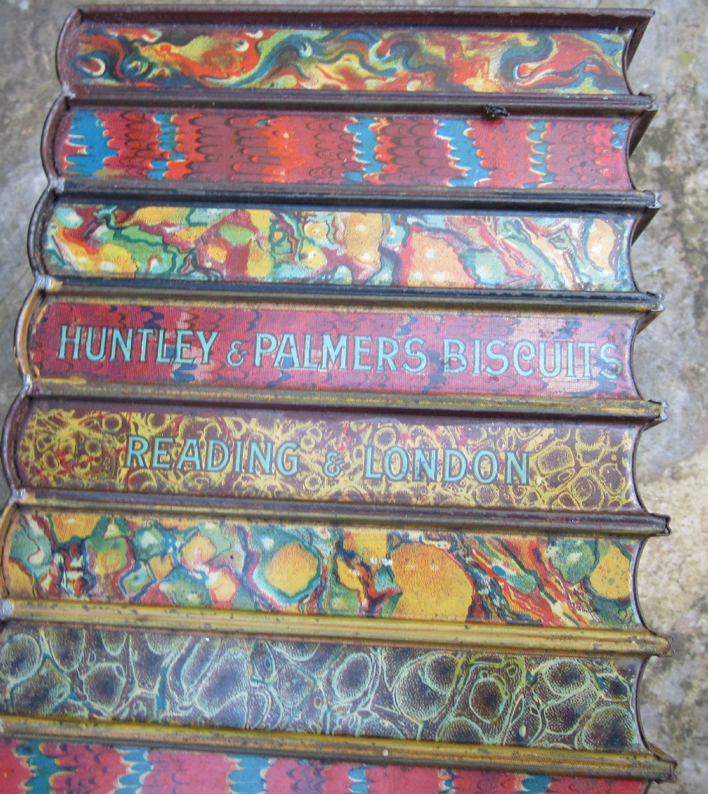 HUNTLEY & PALMERS LIBRARY BOOKS BISCUIT TIN c1900 View V