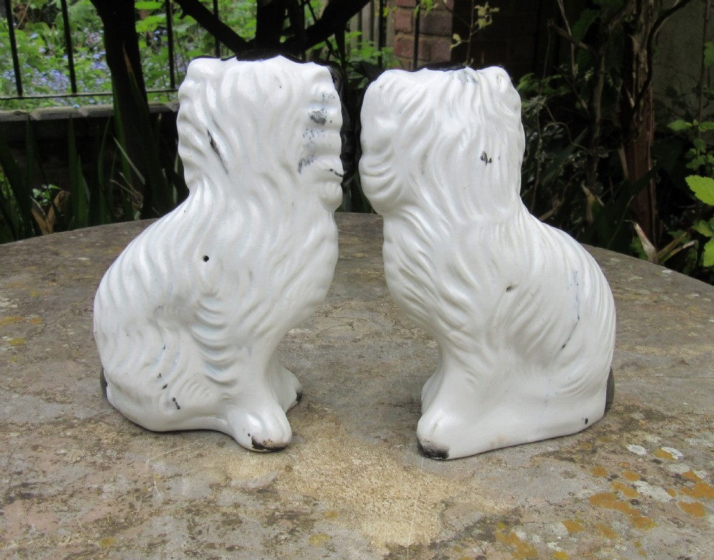 PAIR OF VICTORIAN BLACK & WHITE STAFFORDSHIRE DOGS  View II
