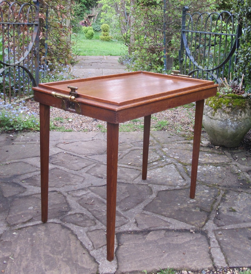 EDWARDIAN OAK OSTERLEY FOLDING TRAY TABLE