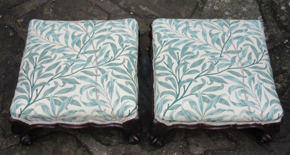 FINE PAIR OF ANTIQUE MAHOGANY FOOTSTOOLS c1860 View II