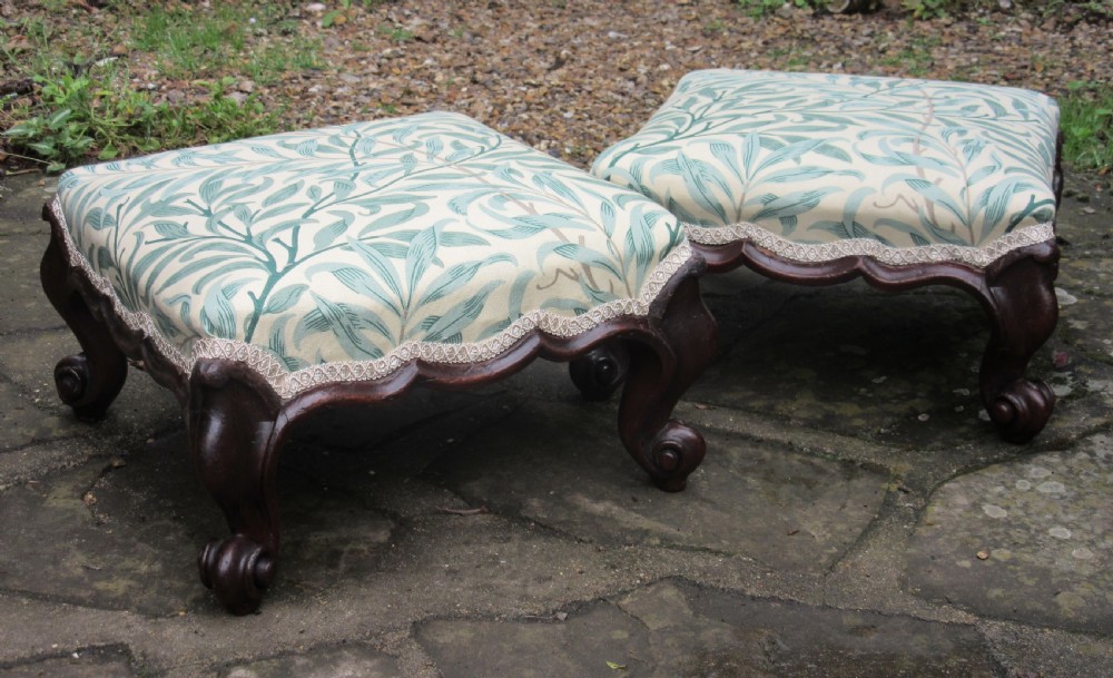 FINE PAIR OF ANTIQUE MAHOGANY FOOTSTOOLS c1860 View III