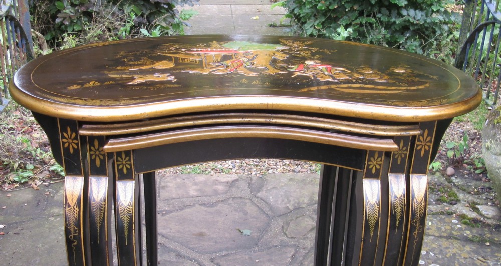 FINE NEST OF THREE LACQUERED TABLES c1910 View V