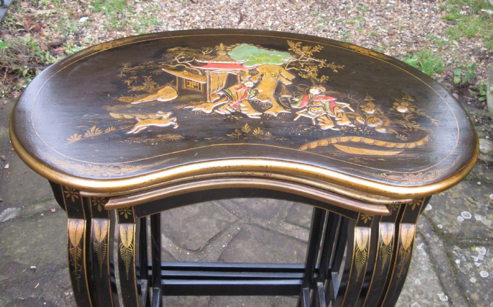 FINE NEST OF THREE LACQUERED TABLES c1910 View VII