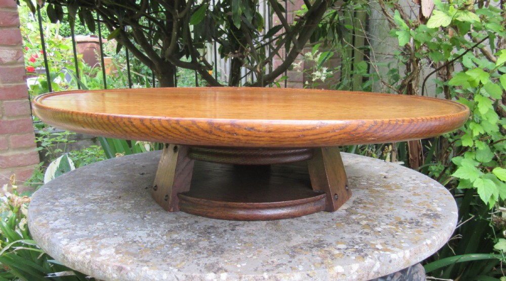 ARTS & CRAFTS GOLDEN OAK LAZY SUSAN c1910